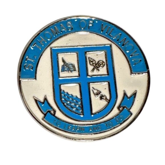 St. Thomas Of Vilanova Crest Enamel Token Badge 2" To Learn and To Do - Picture 2 of 4